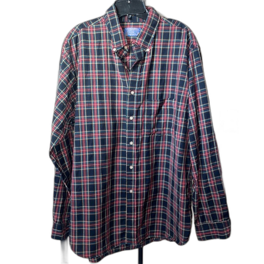 Pendleton Men’s Vintage 100% Wool Plaid Button Down Shirt made in USA size XL